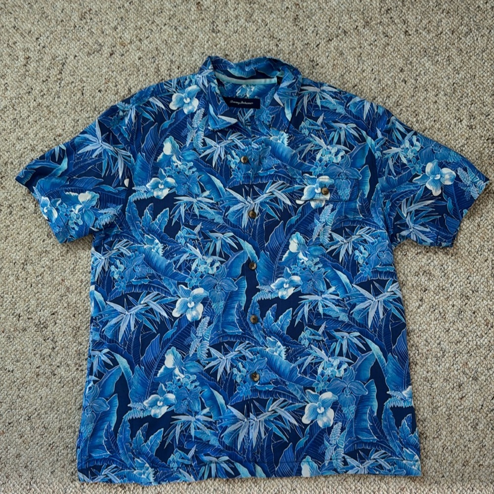 Mens Tommy Bahama Silk Aloha Shirt size Large